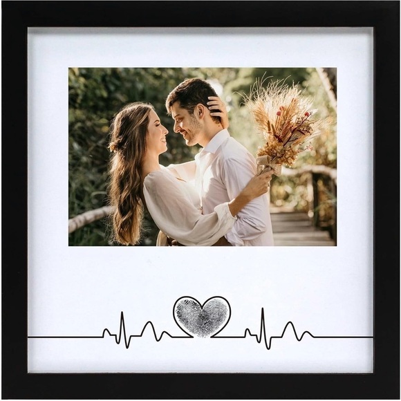 Other - Heart Thumbprint Keepsake Frame Ink Kit Wedding, Shower Gift Black Heartbeat